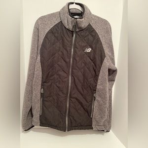 NB New Balance Full Zip Quilted Sweater Jacket Size M Heather Gray